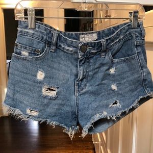 Free People Distressed Denim Shorts